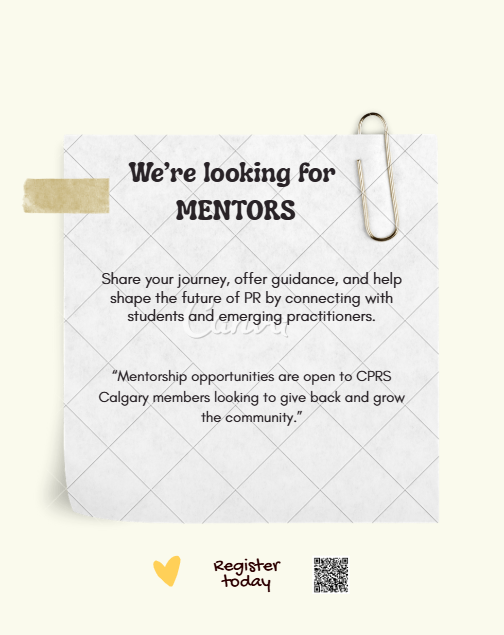 Calling All Senior PR Professionals: Become a Mentor with CPRS Calgary!